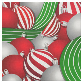 kerstpatroon van rode en gestreepte ballen stof