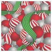 kerstpatroon van rode en gestreepte ballen stof (Swatch)