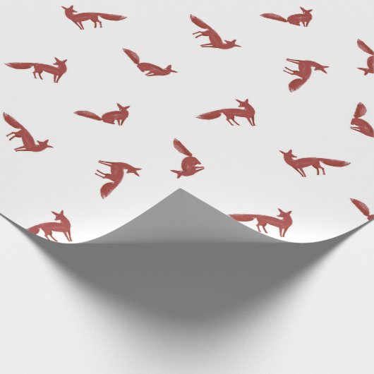 Kerstpatroon van rode vossen in wintersneeuw cadeaupapier (Hoek)