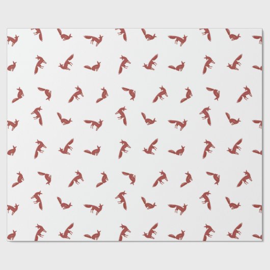 Kerstpatroon van rode vossen op wintersneeuw cadeaupapier (Vlak)