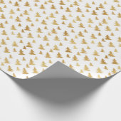 Kerstpatroon van sparrenbomen. Goud op wit Cadeaupapier (Hoek)