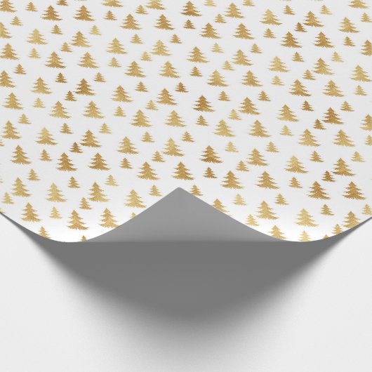 Kerstpatroon van sparrenbomen. Goud op wit Cadeaupapier (Hoek)