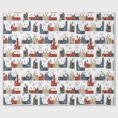 Kerstpatroon van stadsgebouwen in de winter cadeaupapier (Vlak)