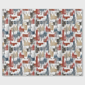 Kerstpatroon van stadsstraten in de winter cadeaupapier (Vlak)