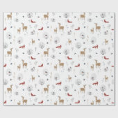 Kerstpatroon van wilde dieren in de winter cadeaupapier (Vlak)