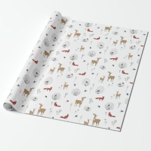 Kerstpatroon van Wilde Dieren in de Winter Cadeaupapier