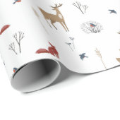 Kerstpatroon van wilde dieren in de winter cadeaupapier (Rol Hoek)