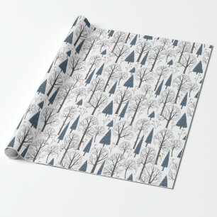 Kerstpatroon van winter bos bomen cadeaupapier