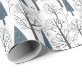 Kerstpatroon van winter bosbomen cadeaupapier (Rol Hoek)