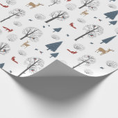 Kerstpatroon van winterbos en dieren cadeaupapier (Hoek)