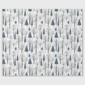 kerstpatroon van winterbosbomen cadeaupapier (Vlak)