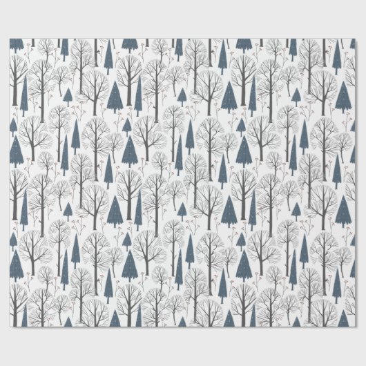 kerstpatroon van winterbosbomen cadeaupapier (Vlak)