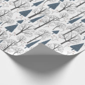 kerstpatroon van winterbosbomen cadeaupapier (Hoek)