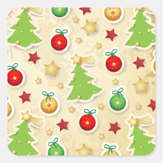 kerstpatroon vierkante sticker (Voorkant)