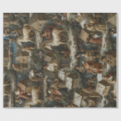 Kerstpatroon Vintage Kunst Cadeaupapier (Vlak)