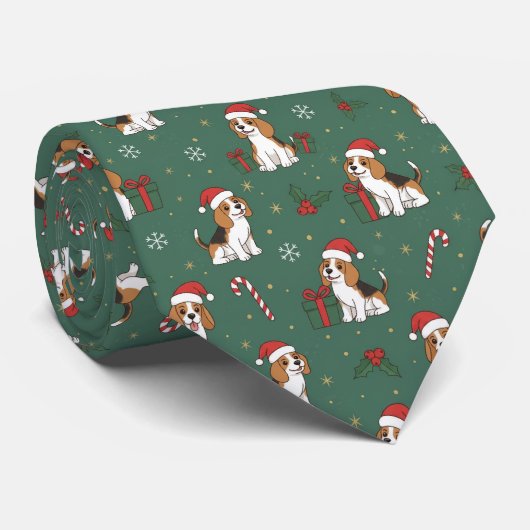 Kerstpatroon voor Beagle-hond Stropdas (Opgerold)