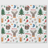 kerstpatroon voor dieren cadeaupapier (Vlak)