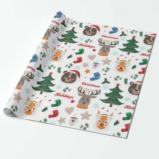 kerstpatroon voor dieren cadeaupapier (Uitgerold)