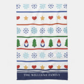 Kerstpatroon voor gnomen & Snowflakes - Naam Theedoek (Verticaal)