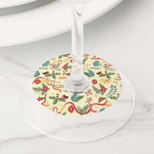 Kerstpatroon Wijnglaslabel