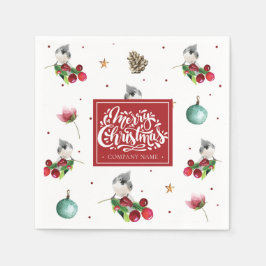 Kerstpatroon Winter Bird Gepersonaliseerd Bedrijf Servet