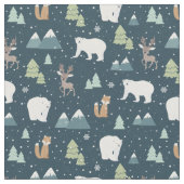 Kerstpatroon winterdieren stof (Close Up)