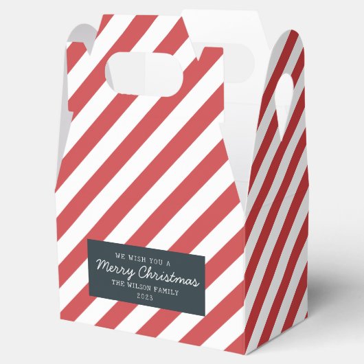 Kerstpatroon Xmas Gift Rood Gestreept Bedankdoosjes (Geopend)