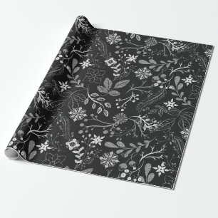 Kerstpatroon Zilver Wit Inpakpapier