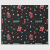 Kerstpatroon zwart cadeaupapier (Vlak)