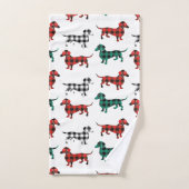 kerstpatroonbuffel met gedeponeerde dachshunds bad handdoek (Handdoek)