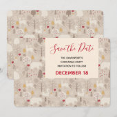 Kerstpatroondieren in Cute Woodland Save The Date (Voorkant / Achterkant)