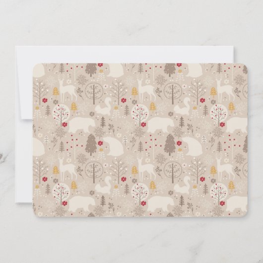 Kerstpatroondieren in Cute Woodland Save The Date (Achterkant)