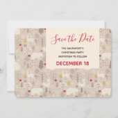 Kerstpatroondieren in Cute Woodland Save The Date (Voorkant)