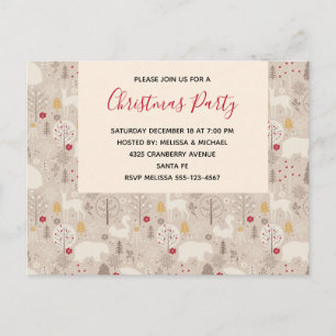 Kerstpatroondieren in Cute Woodland Uitnodiging Briefkaart