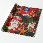 kerstpatroonglanzend verpakkingspapier cadeaupapier (Uitgerold)