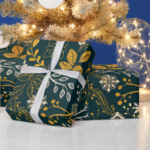 Kerstpatroongoud en wit cadeaupapier