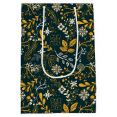 Kerstpatroongoud en wit medium cadeauzakje (Achterkant)