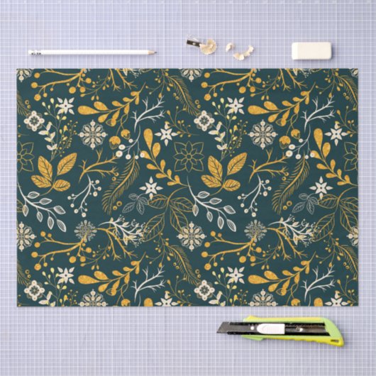 Kerstpatroongoud en wit tissuepapier (Craft)