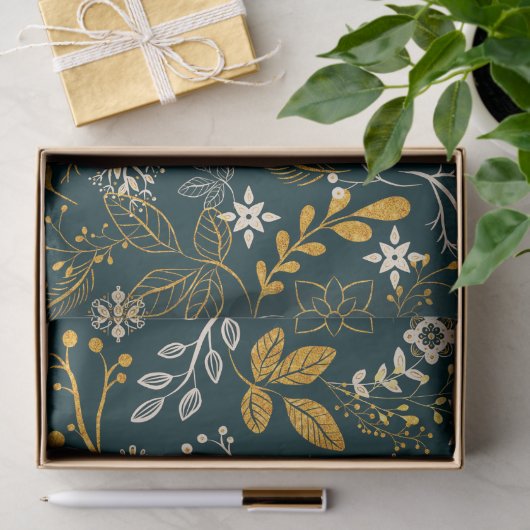 Kerstpatroongoud en wit tissuepapier (Geschenk)