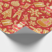 kerstpatroonkerstboom Rudolph Snowman Cadeaupapier (Hoek)