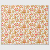 kerstpatroonkerstboom Rudolph Snowman Cadeaupapier (Vlak)