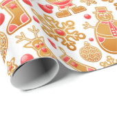 kerstpatroonkerstboom Rudolph Snowman Cadeaupapier (Rol Hoek)