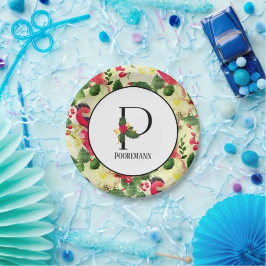 kerstpatroonmonogram Initiaal P op maat Papieren Bordje (Feest)