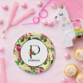 kerstpatroonmonogram Initiaal P op maat Papieren Bordje (Feest)