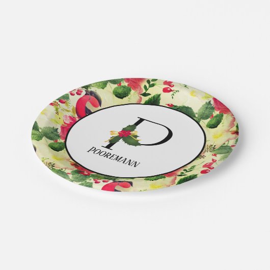 kerstpatroonmonogram Initiaal P op maat Papieren Bordje (Gekanteld)