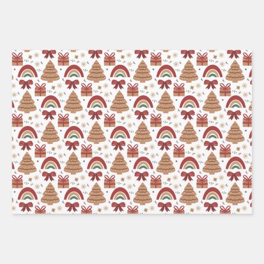 Kerstpatroonrood wit inpakpapier vel (Voorkant 3)