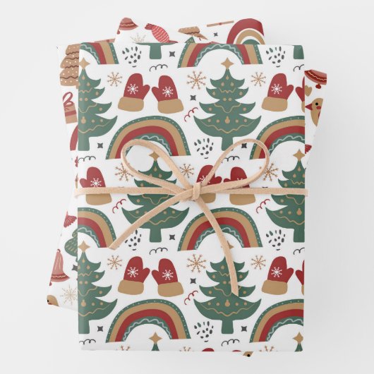 Kerstpatroonrood wit inpakpapier vel (In situ)