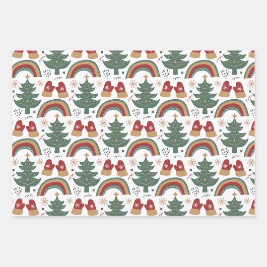 Kerstpatroonrood wit inpakpapier vel (Voorkant)