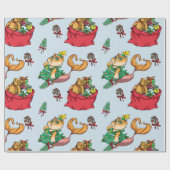 kerstpatroonschilderij Funny Mermaid Cat Cadeaupapier (Vlak)