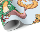 kerstpatroonschilderij Funny Mermaid Cat Cadeaupapier (Rol Hoek)